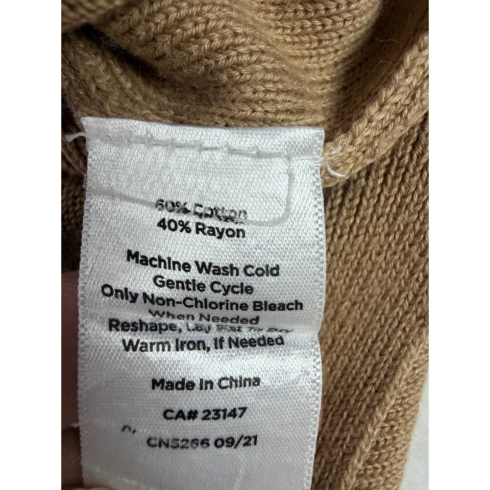 Talbots Womens Brown V-Neck Button Front Cardigan Sweater White Trim Size M